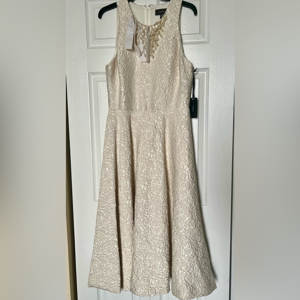 Vera Wang Beaded Pearl Necklace Dress